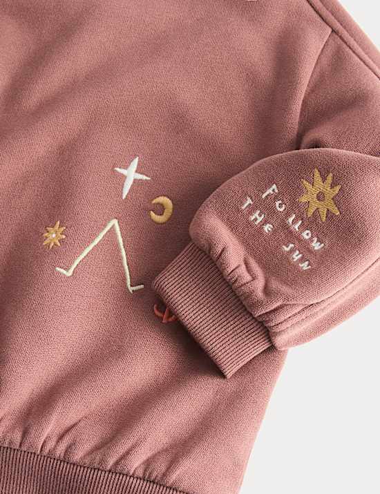 Sweat-shirt en coton avec texte &laquo; Follow The Sun &raquo; (jusqu&rsquo;au 5 ans)
