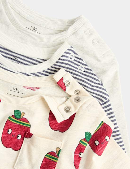 3 Pack Pure Cotton Apple Print Tops (0-5 Yrs)