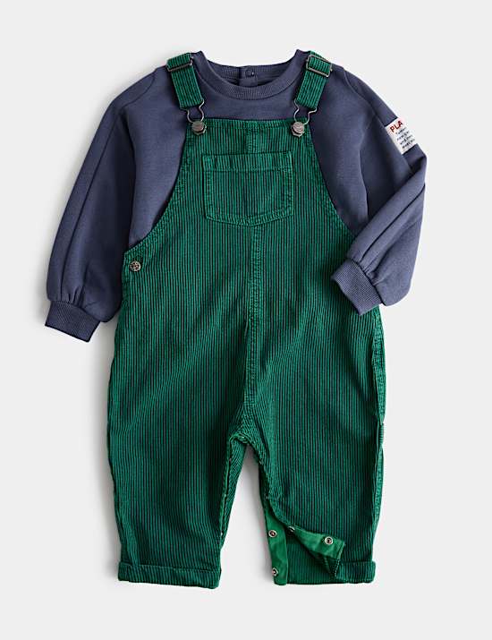Ensemble 2 pi&egrave;ces en coton salopette (jusqu&rsquo;au 3 ans)