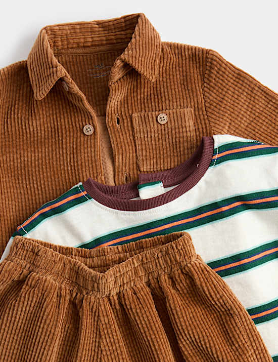 3 Piece Pure Cotton Shirt & Trousers Outfit (0-5 Yrs)