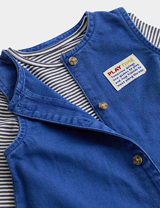 2 Piece Pure Cotton Button Up Romper Outfit (0-3 Yrs)