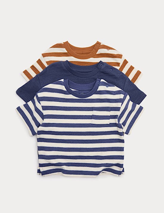 3 Pack Pure Cotton Striped Tops (0-3 Yrs)