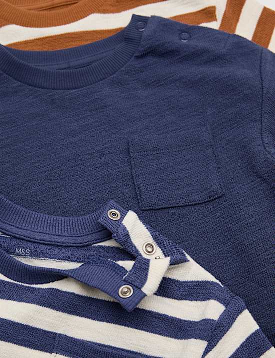 3 Pack Pure Cotton Striped Tops (0-3 Yrs)