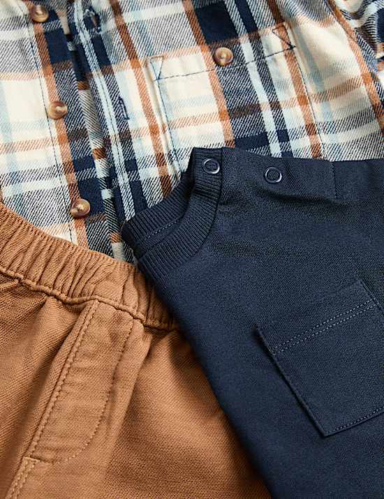 Pure Cotton Checked Top & Bottom Outfit