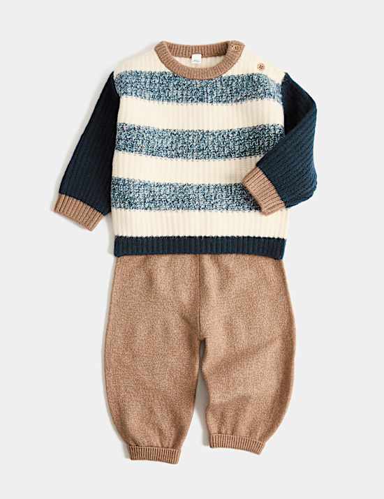 Knitted Striped Jumper and Jogger Outfit (2-7 Yrs)