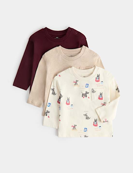Lot de 3 tops 100 % coton &agrave; motif animal