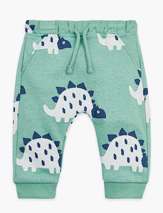 Cotton Dinosaur Print Joggers (0 -3 Yrs)