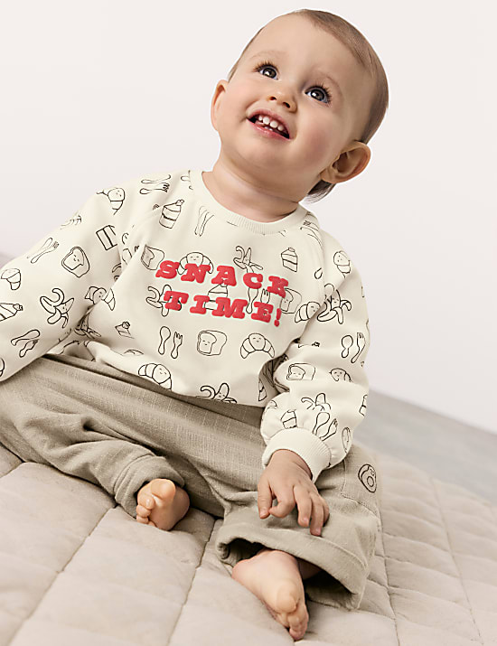 2pc Pure Cotton Snack Time Outfit (0-3 Yrs)