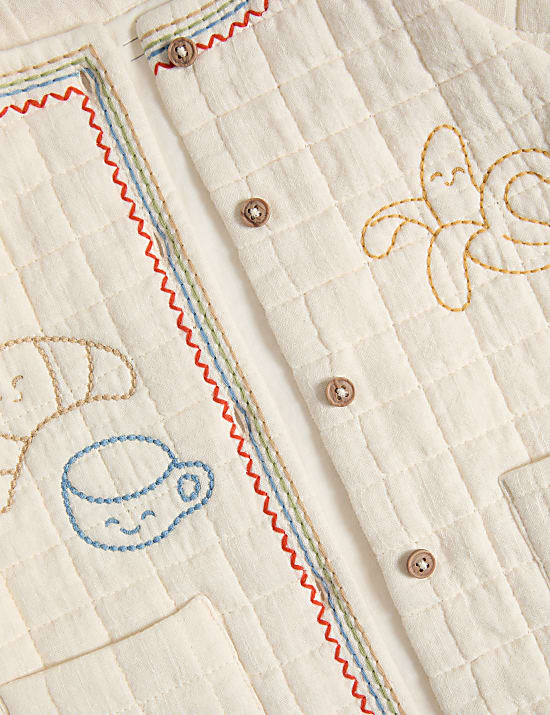 Pure Cotton Embroidered Quilted Jacket (0-3 Yrs)