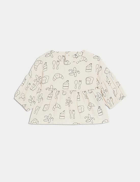 2 potong Pakaian Katun Murni Bermotif (0-3 Tahun)