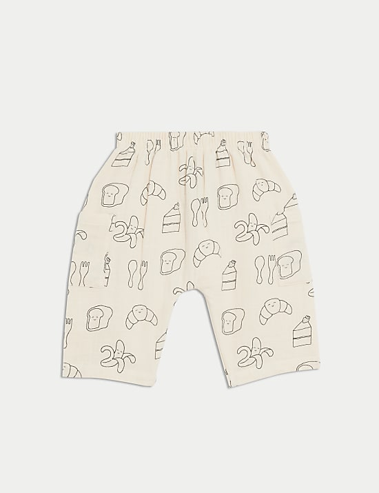 2 potong Pakaian Katun Murni Bermotif (0-3 Tahun)