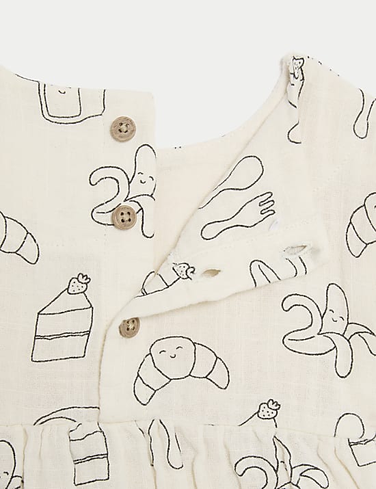 2 potong Pakaian Katun Murni Bermotif (0-3 Tahun)