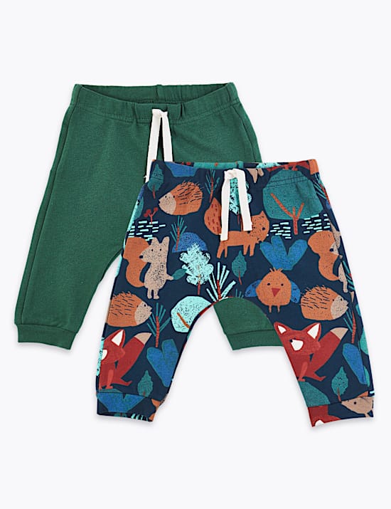 2 Pack Organic Cotton Woodland Print Joggers