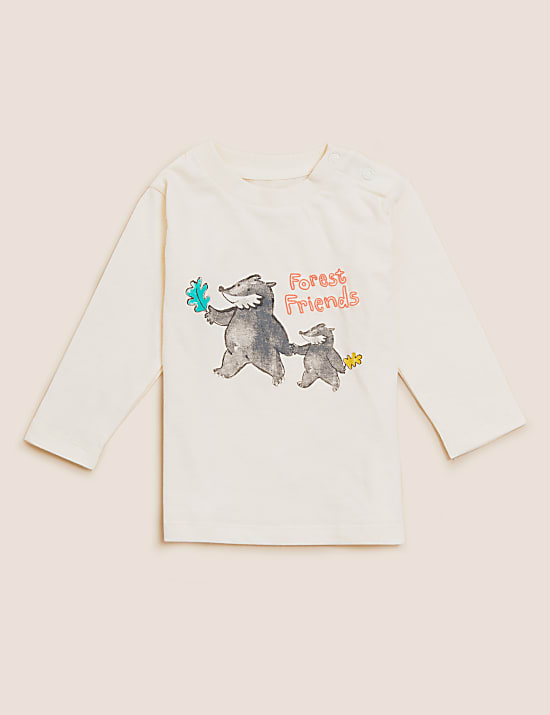 Pure Cotton Badger Graphic Top (0-3 Yrs)