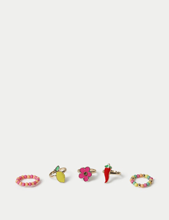 Pack de anillos variados de resina con abalorios