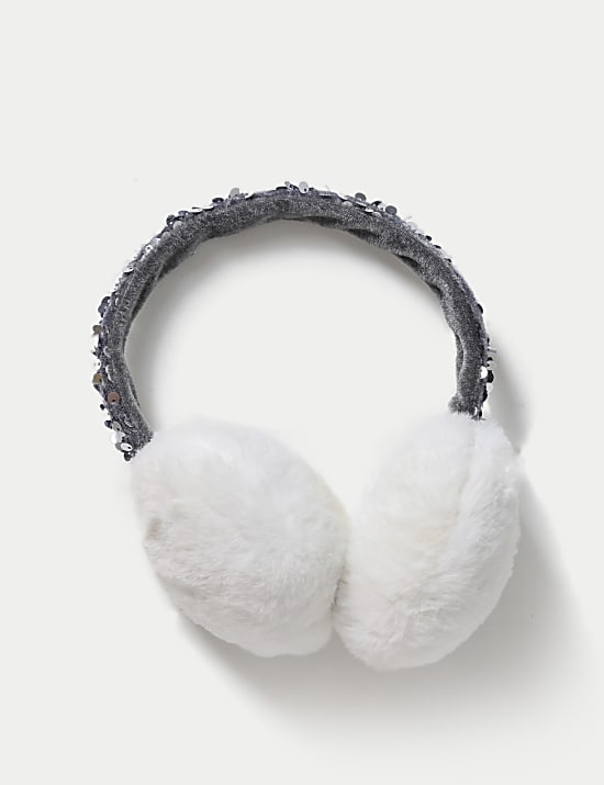 Silver Sequin Earmuffs
