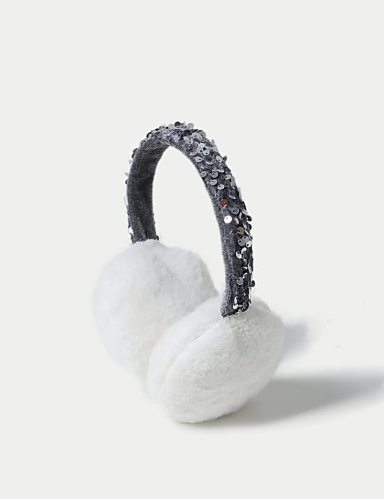 Silver Sequin Earmuffs