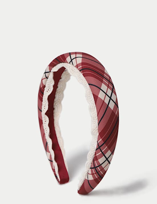 Diadema acolchada de cuadros