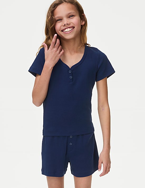 Cotton Rich Ribbed Pyjamas (6-16 Yrs)