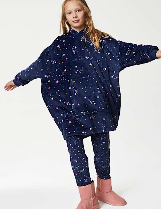 Hoodie Fleece Berukuran Besar Motif Bintang (3-16 Thn)