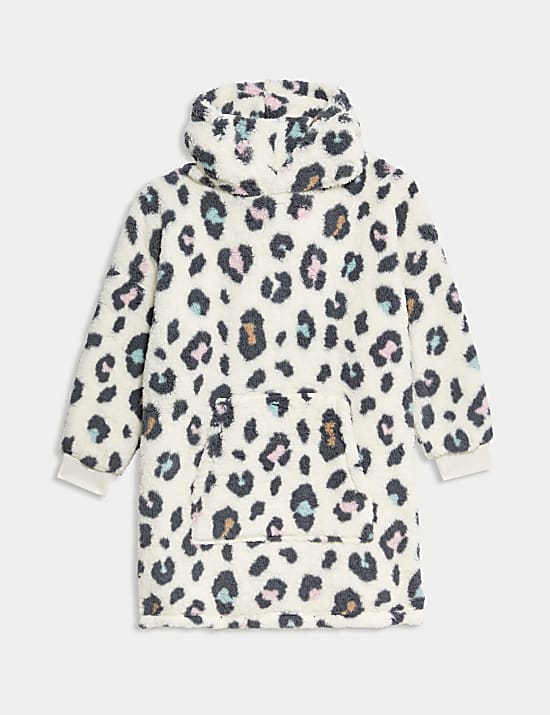 Leopard Print Borg Oversized Hoodie (3-16 Yrs)