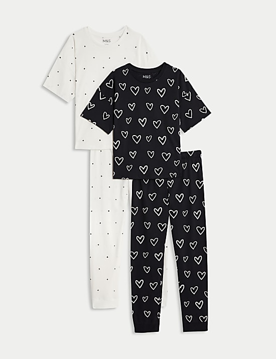 2pk Pure Cotton Heart & Star Pyjama Sets (12 Mths - 16 Yrs)