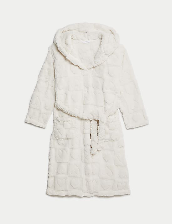 Ρόμπα με κουκούλα και print με καρδιές (1-16 ετών)