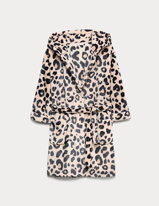 Bata polar con estampado de leopardo (1-16 años)