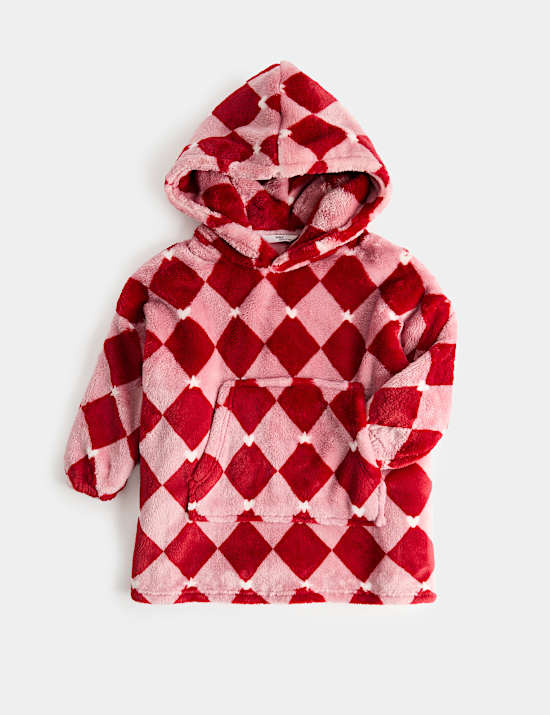 Harlequin Patterned Fleece Hoodie