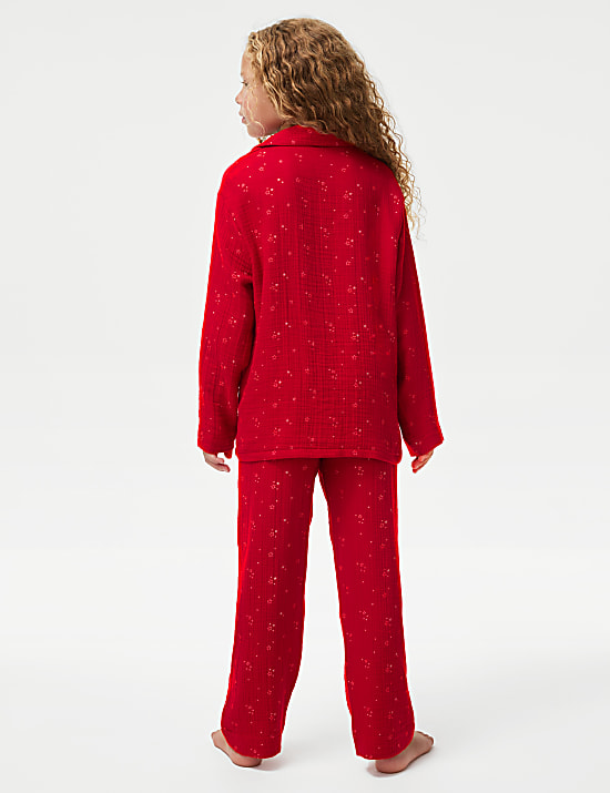 Pure Cotton Christmas Star Pyjamas (1-16 Yrs)