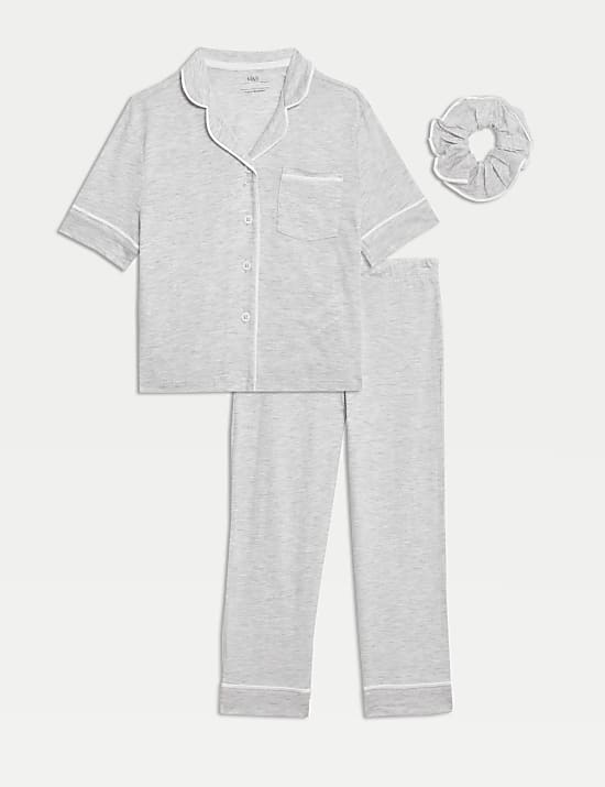 Pyjama en modal m&eacute;lang&eacute; avec chouchou (du 3 au 16 ans)