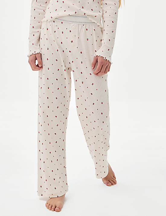 Pure Cotton Ditsy Floral Ribbed Pyjamas (6-16 Yrs)