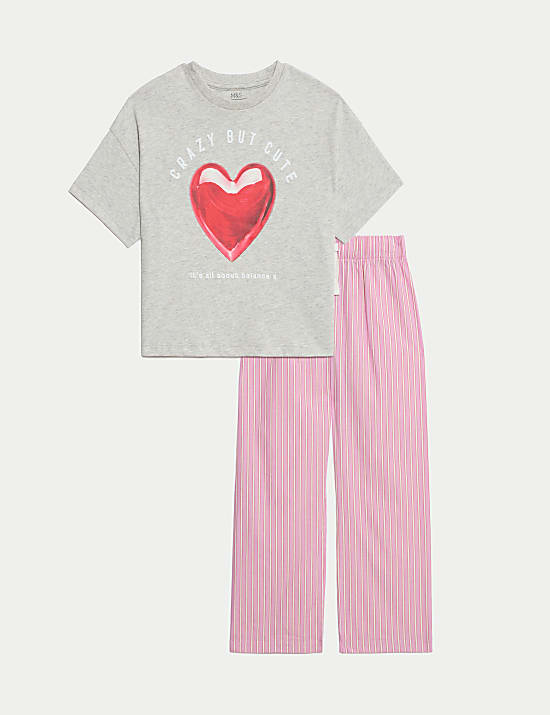 Πιτζάμες με καρδιές από 100% βαμβάκι (3-16 ετών)