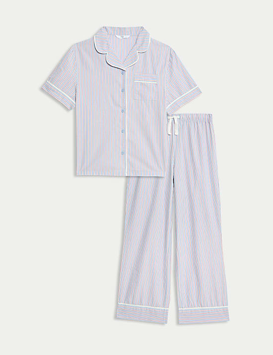 Pure Cotton Striped Revere Pyjamas (3-16 Yrs)