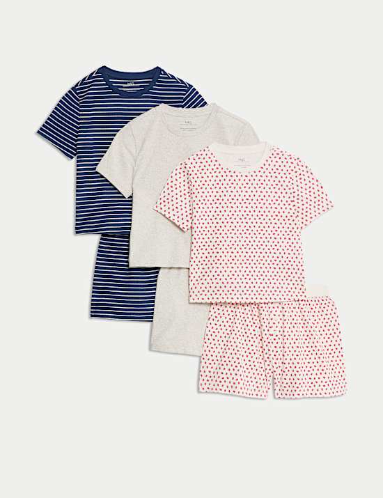 3 Pack Cotton Rich Fruit Striped Pyjama Sets (6-16 Yrs)