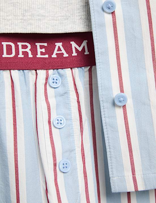 3pc Pure Cotton Striped Pyjama Set (6-16 Yrs)