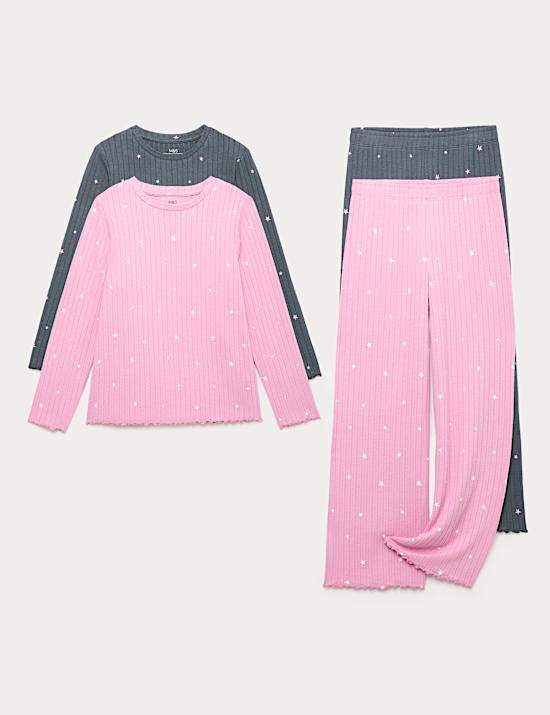 Lot de 2 ensembles pyjamas côtelés à motif étoile (du 2 au 16 ans)