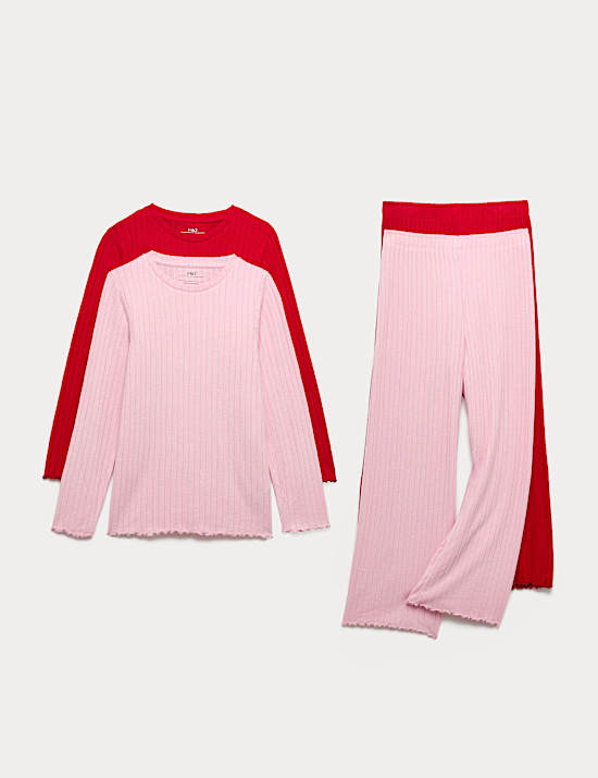 2pk Cosy Ribbed Pyjama Sets (1-16 Yrs)