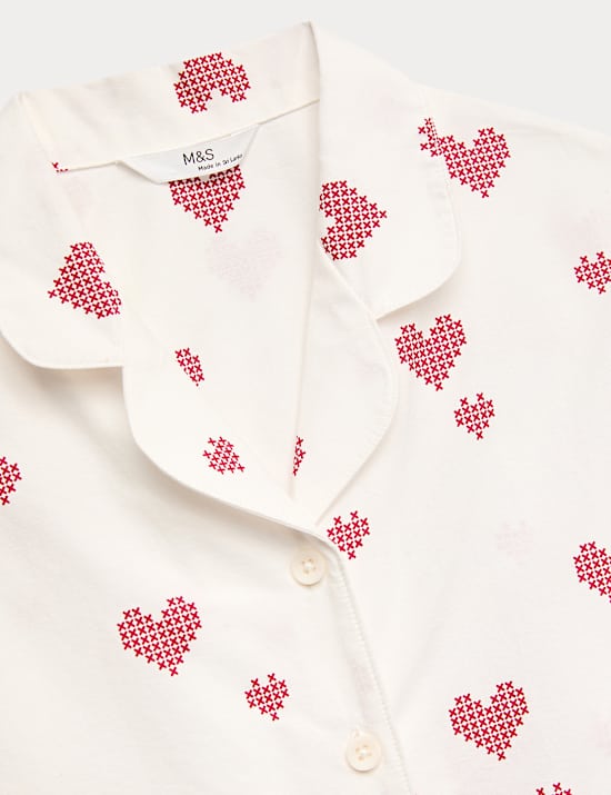Pure Cotton Poplin Heart Revere Pyjamas (6-16 Years)