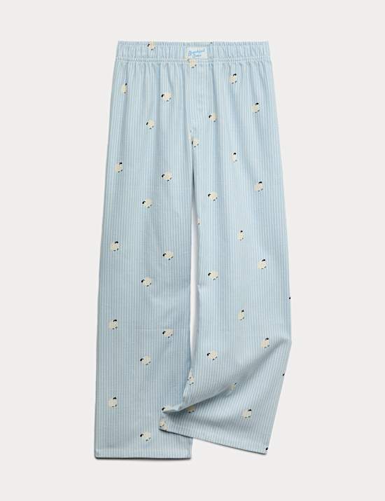 Pure Cotton Striped Sheep Pyjama Bottoms (6-16 Yrs)