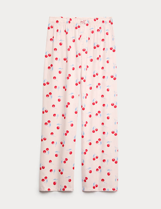 Pure Cotton Striped Cherry Pyjama Bottoms (6-16 Yrs)