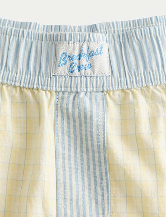 Short de pyjama jaune &agrave; carreaux tiss&eacute;s pour enfant (du 6 au 16 ans)
