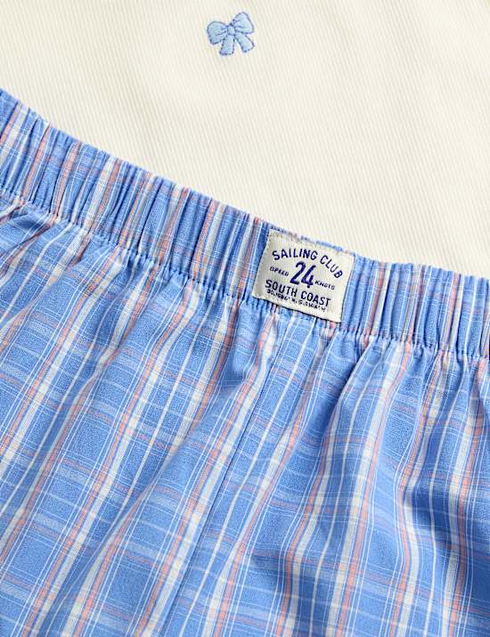 Kids' Cotton Rich Ribbed Lace Short Pyjamas (6-16 Yrs)