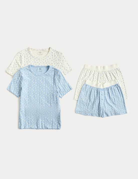 2 Pack Floral Pointelle Pyjama Sets (6-16 Yrs)