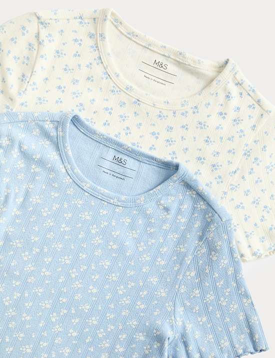 2 Pack Floral Pointelle Pyjama Sets (6-16 Yrs)