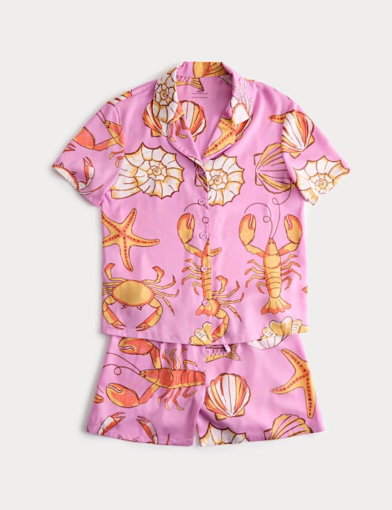 Pijama satinado con estampado de conchas (6-16 a&ntilde;os)