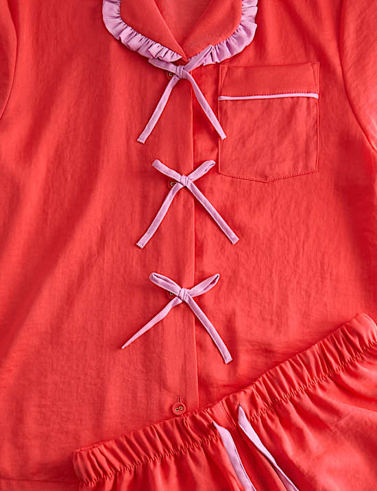 Satin Bow Detail Pyjamas (3-16 Years)