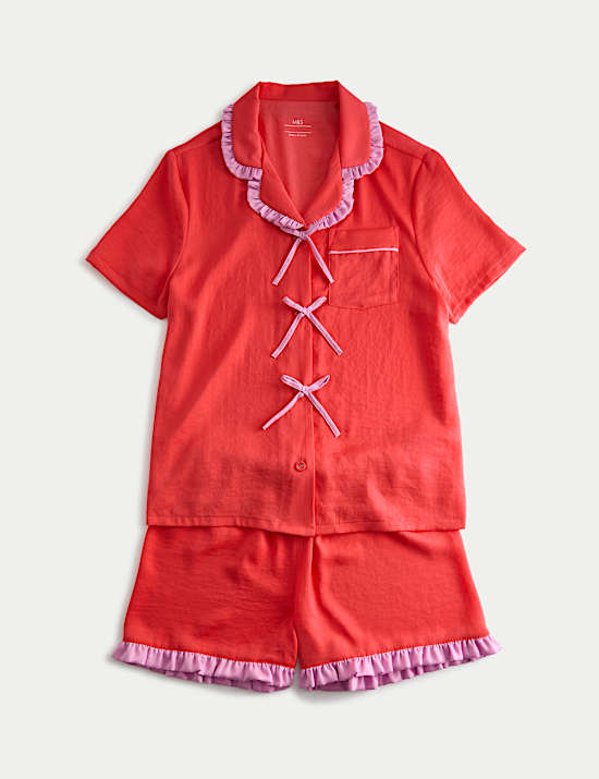 Satin Bow Detail Pyjamas (3-16 Years)