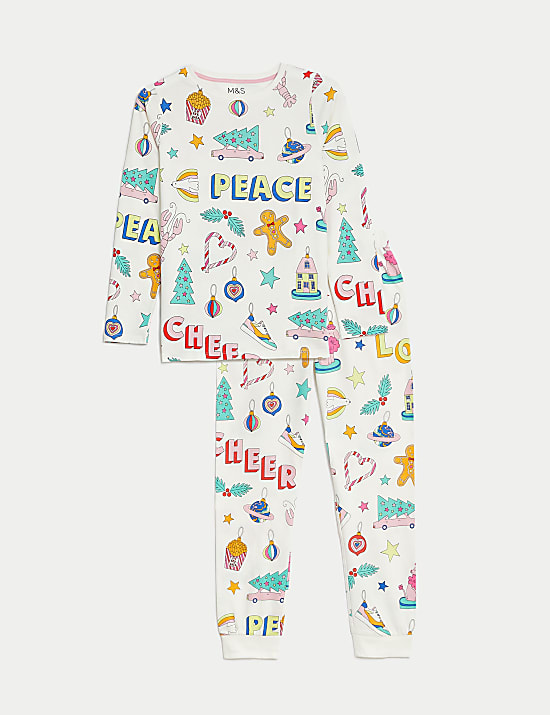Pure Cotton Christmas Decoration Pyjamas (1-16 Yrs)