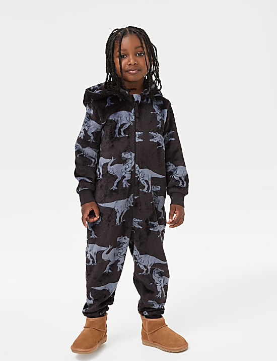 Fleece Dinosaur Hooded Onesie (1-7 Yrs)